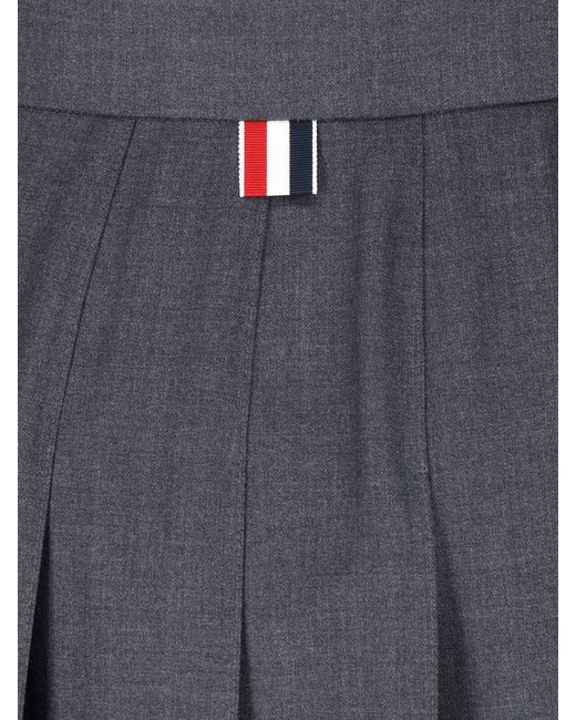 Thom Browne Blue Pleated Mini Skirt
