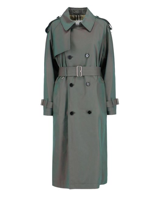 Burberry Gray Double-breasted Midi Trench Coat