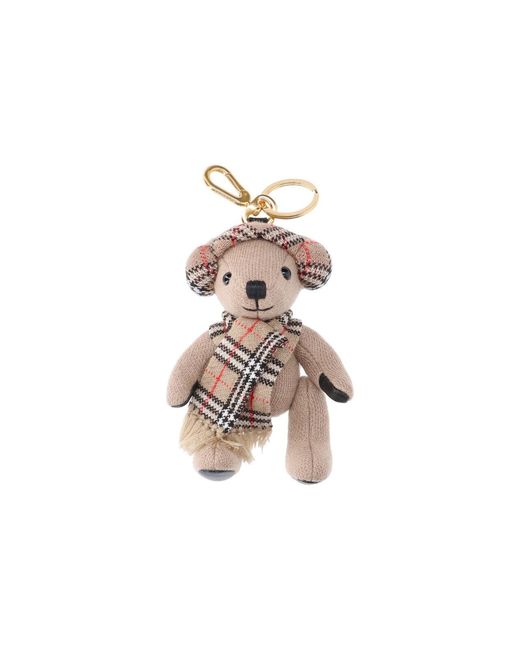 Burberry White "Thomas" Teddy Bear Keyring Charm