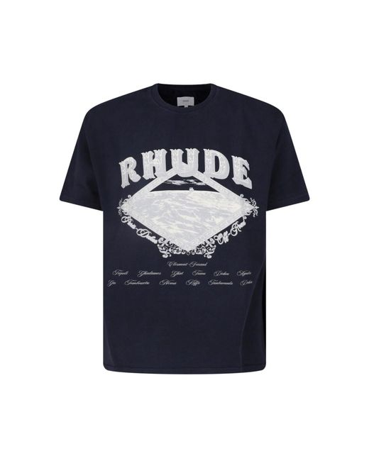 Rhude Blue Graphic Logo T-Shirt for men