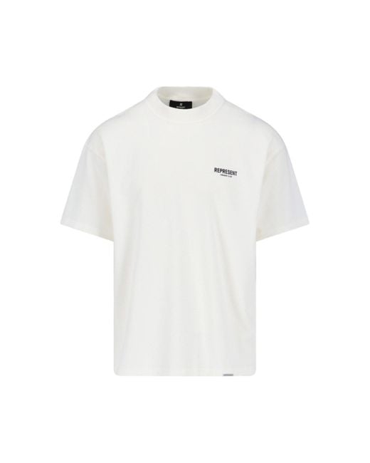 T-Shirt Logo di Represent in White da Uomo