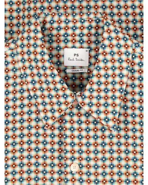 Paul Smith White Geometric Print Lyocell Shirt for men