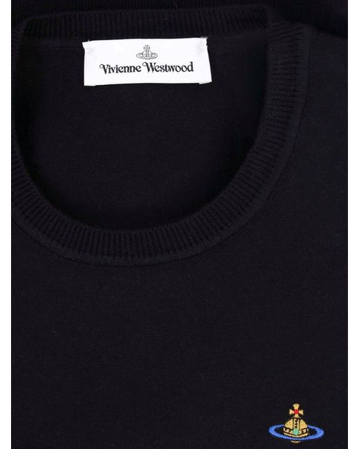 Vivienne Westwood Black Cropped Fitted T-Shirt With Embroidered Emblem