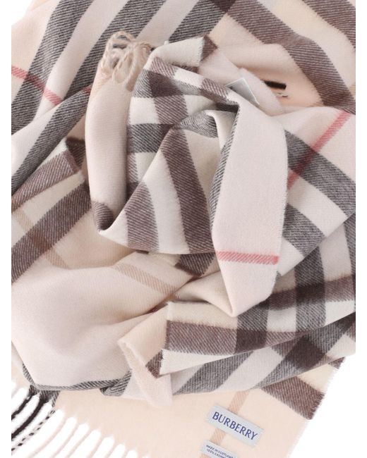 Sciarpa In Cashmere "Check" di Burberry in Natural