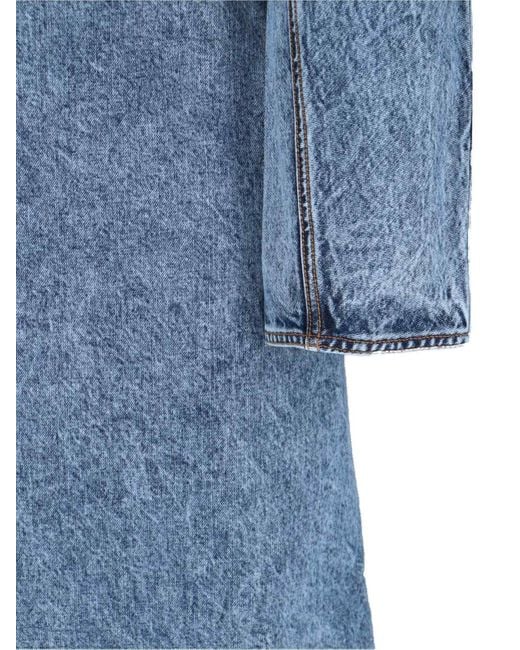 Alaïa Blue Alaã¯A Long Denim Spiral Trench