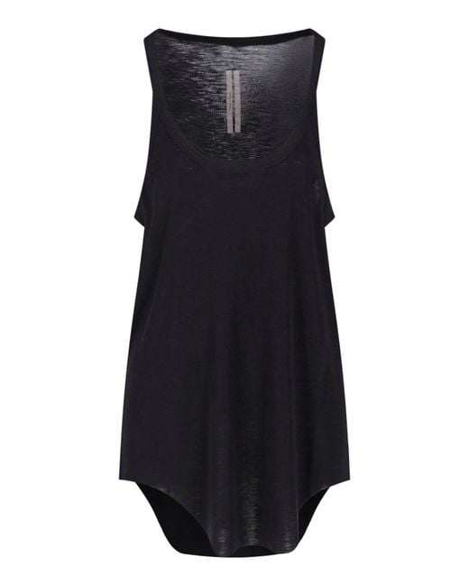 Rick Owens Black Wool And Silk Tank Top