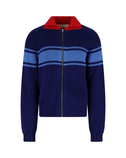 Marni Blue Crewneck Cardigan for men