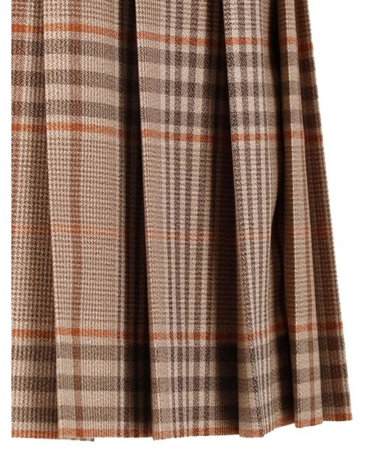 Burberry Natural Plaid Wool Wrap Skirt