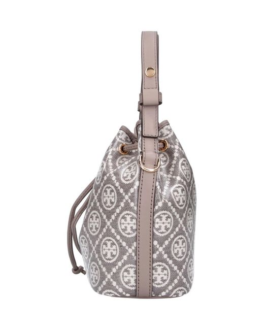 Borsa A Secchiello "T Monogram" di Tory Burch in White