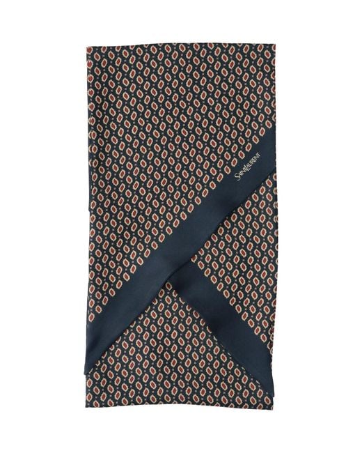 Saint Laurent Gray Silk Twill Scarf for men