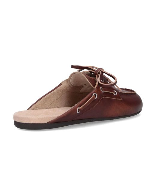 Miu Miu Brown Calf Leather Mules