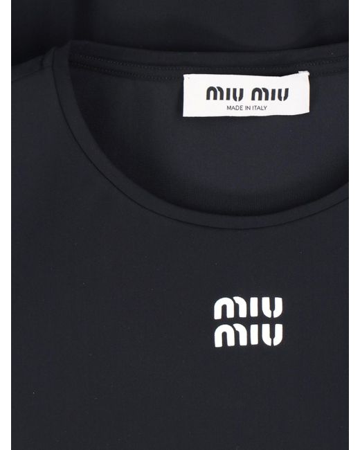 Miu Miu Blue Logo Midi Dress