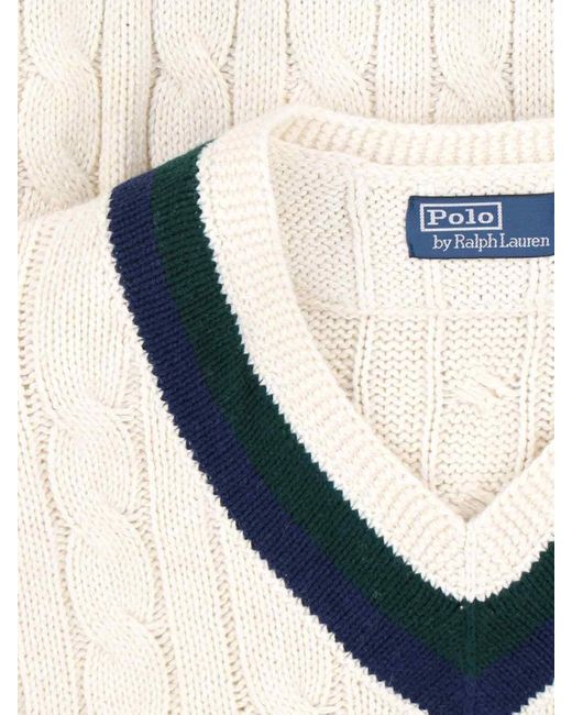 Polo Ralph Lauren White Cable-Knit Cricket Sweater Cream for men