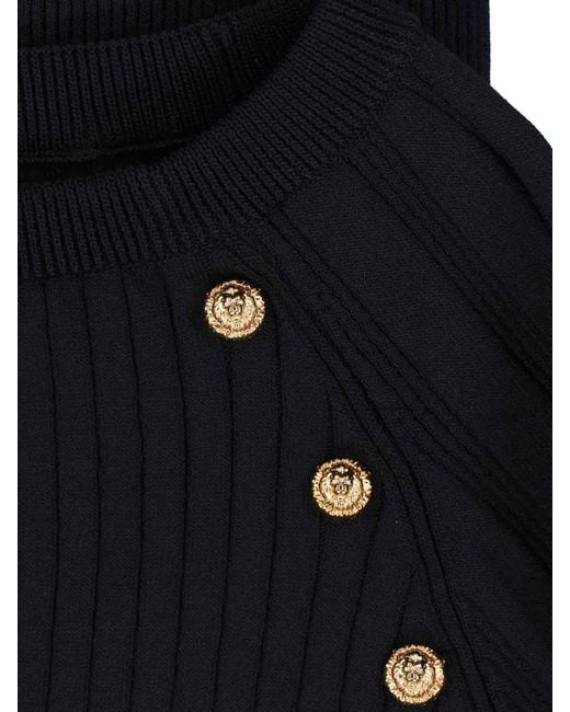 Balmain Black Viscose-Blend Knit Sweater