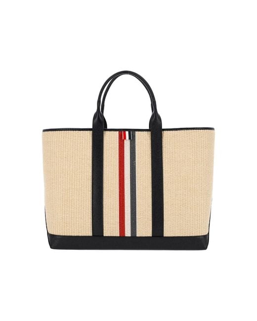 Thom Browne Natural Medium Tote Bag “Rwb”