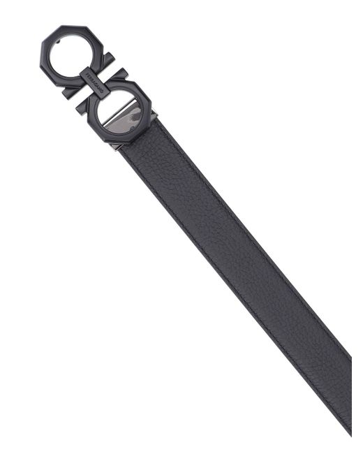 Cintura Reversibile Gancini di Ferragamo in Black da Uomo