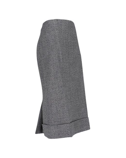 Prada Gray Moulinè Sheath Midi Skirt