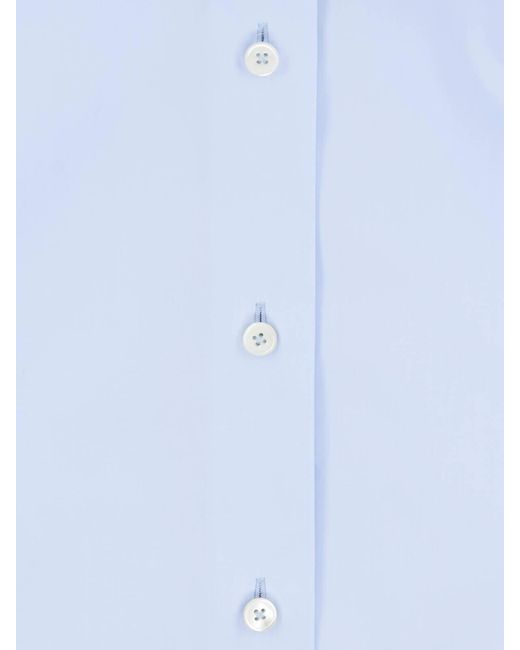 Jil Sander Blue Light Classic Collar Cotton Shirt