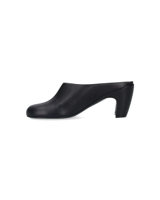 Dries Van Noten Black Rounded Toe Slip-On Leather Mules