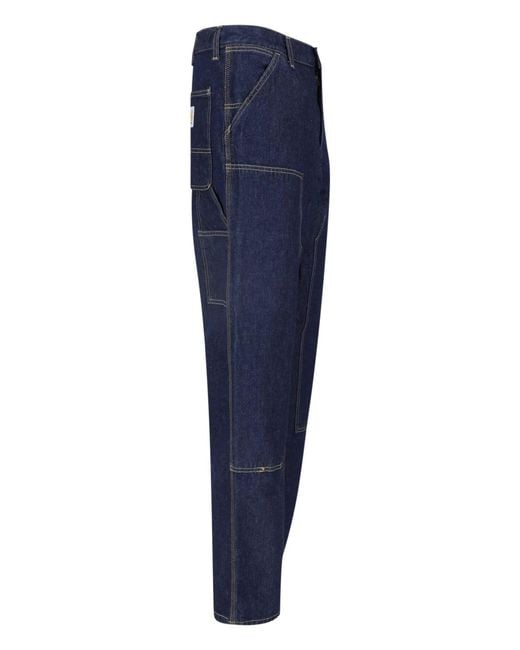 Carhartt Blue Straight Jeans "Double Knee" for men