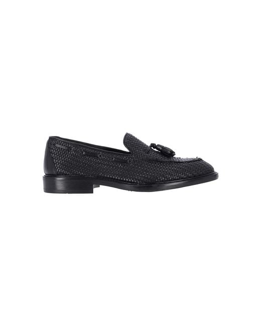 Alexander Hotto Black Woven Loafers for men