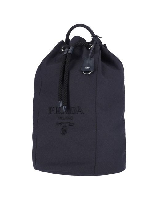 Borsa Secchiello Logo di Prada in Blue da Uomo