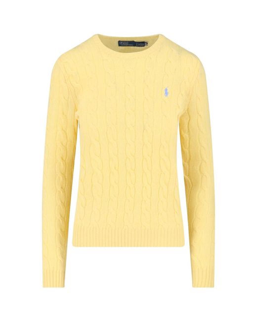 Polo Ralph Lauren Yellow Cable-Knit Crewneck Sweater