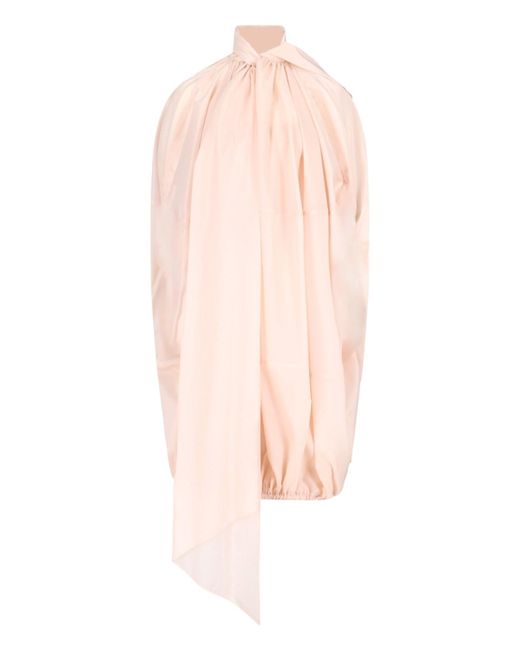 Ferragamo Pink Curled Cape Dress