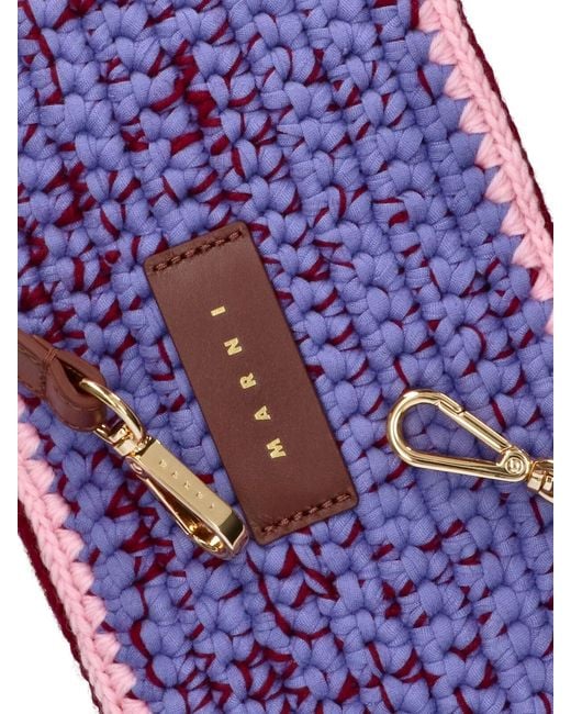 Marni Purple Wool And Calf Leather Bag With Metallic Hardware