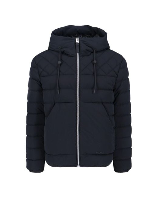 Mackage Blue Adjustable Hood Quilted Down Jacket for men