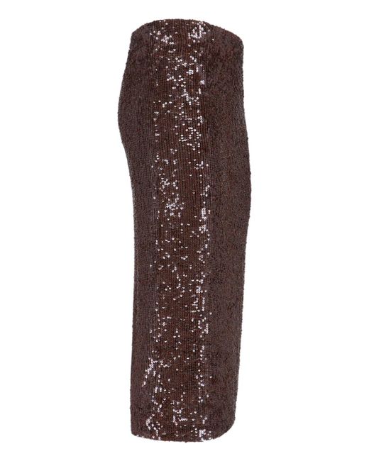P.A.R.O.S.H. Brown Midi Sequin Skirt