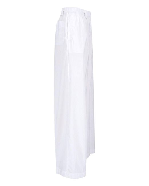 Aspesi White Wide Cotton Blend Trousers