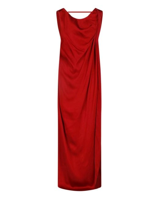 Maison Margiela Red Draped Maxi Dress