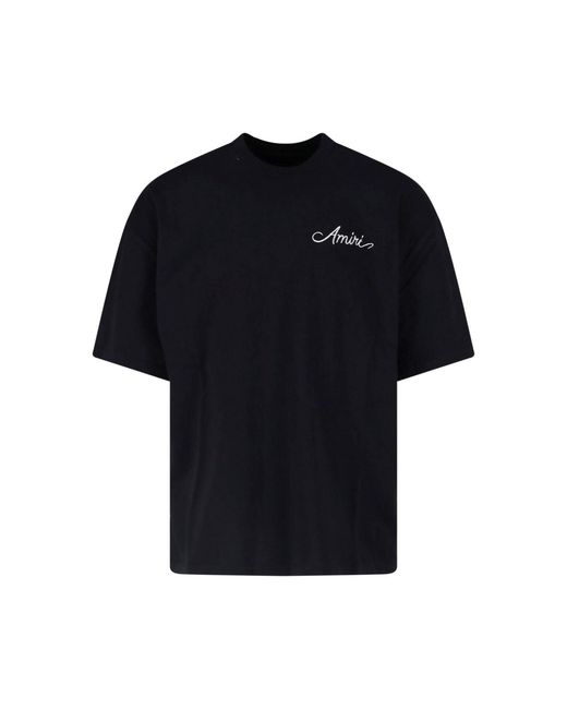 Amiri Black Logo Print Cotton T-Shirt for men