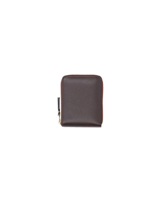 Comme des Garçons Brown Zip Logo Wallet