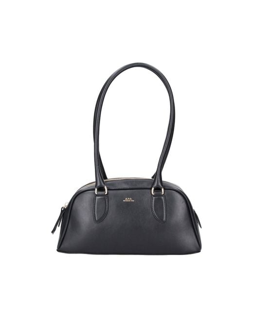 A.P.C. Black A. P.C. Structured Cow Leather Shoulder Bag