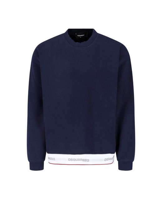 DSquared² Blue Crewneck Logo Sweatshirt for men