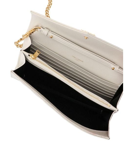 Saint Laurent White Pouch With Chain "Cassandre"