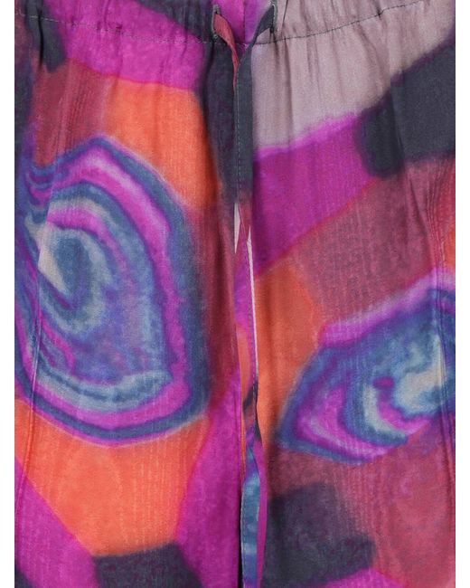 Dries Van Noten Red Wide Printed Pants
