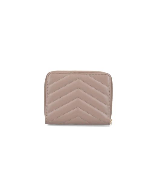 Saint Laurent Pink 'cassandre' Zip Wallet