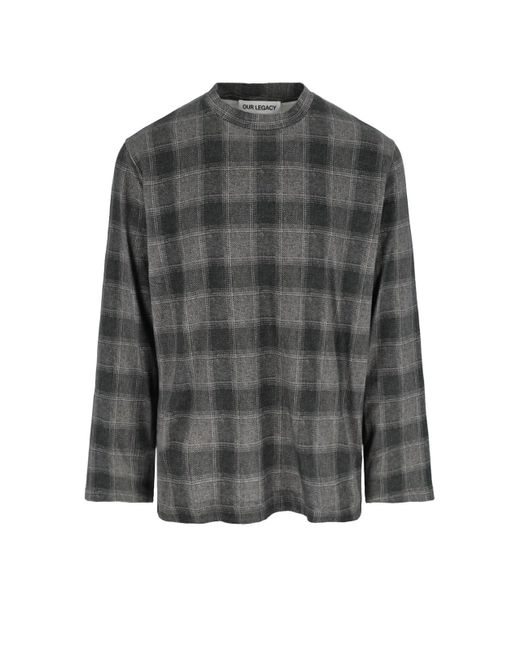Our Legacy Gray Oakland Check T-Shirt for men