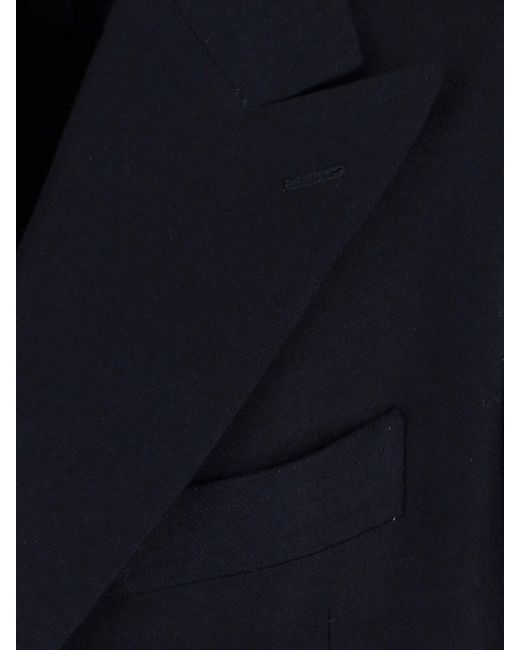 Cesare Attolini Blue Double-Breasted Coat for men