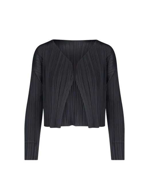 Pleats Please Issey Miyake Blue Pleated Cardigan