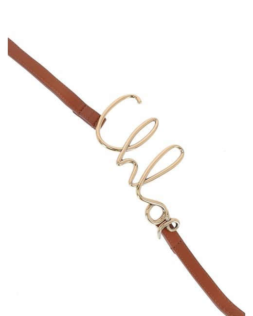 Chloé White Calf Leather Belt With Brass Hardware