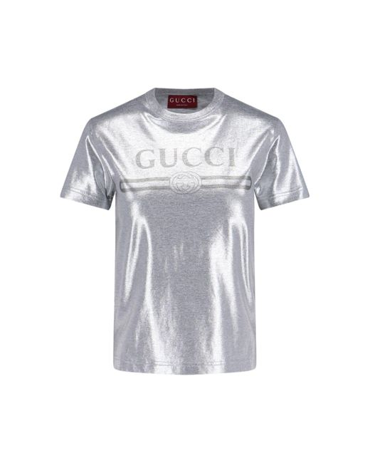Gucci Metallic Printed Laminated Cotton T-Shirt, Ready-To-Wear