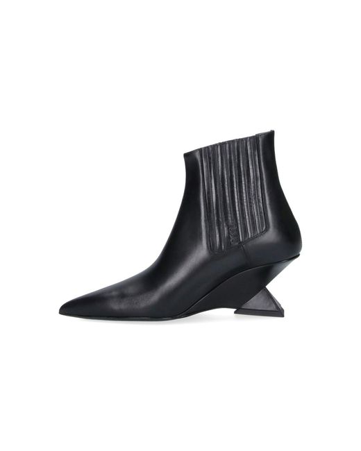 The Attico Black Sleek Ankle Boots With Sculpted Heel