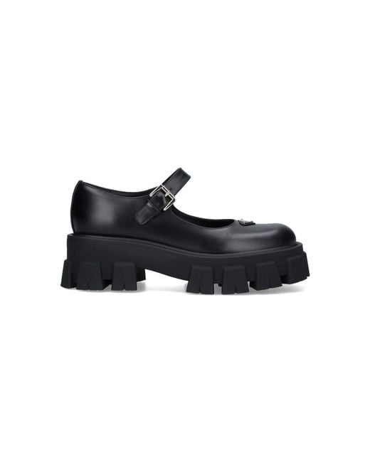 Prada Black "Monolith Mary Jane" Ballet Flats
