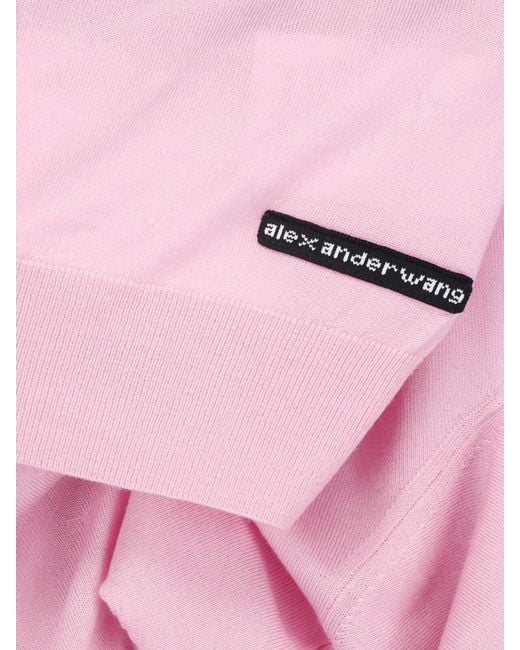 Alexander Wang Pink Wool Sweater With Contrast Wool Trim