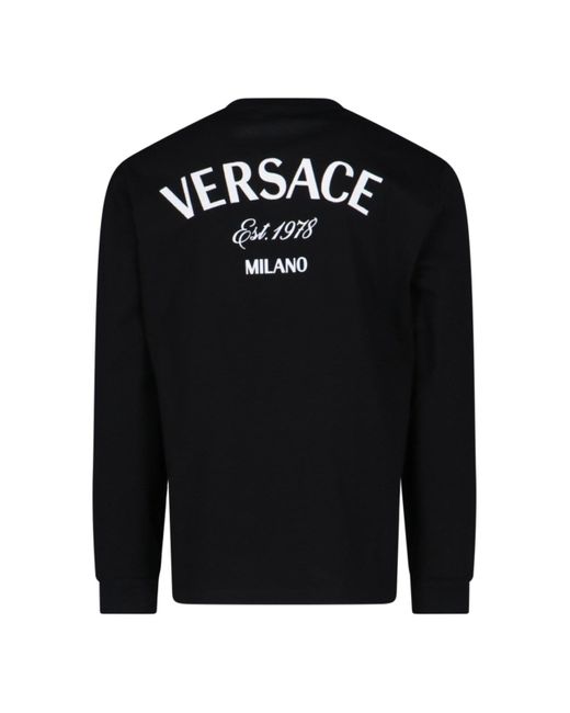 T-Shirt "Milano Stamp" di Versace in Black da Uomo