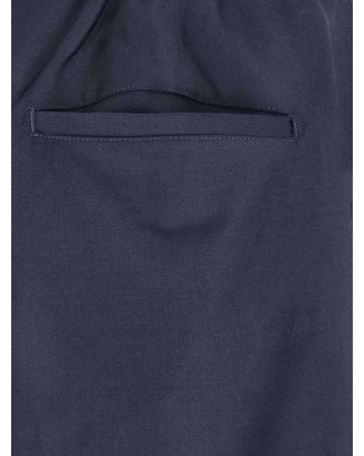 White Sand Blue Wool Blend Pants for men